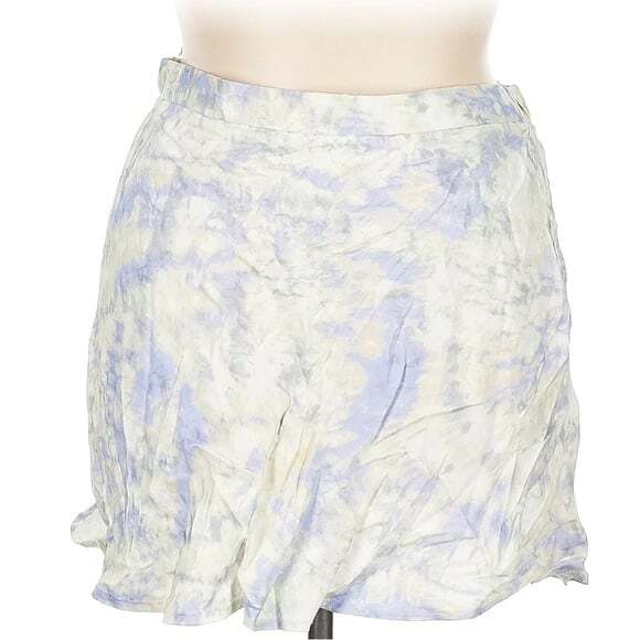 Zara Tie Dye Print Satin Mini Skirt purple Watercolor Marble print New - Picture 3 of 5